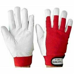 Ādas darba cimdi ar auduma virsp. un klipsi , No.11