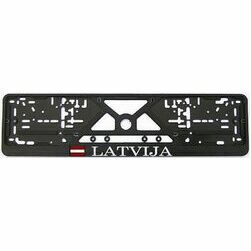 Auto numura turētājs LV, melns,ar krāsotu uzr. Latvija