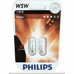 Autolampa PHILIPS  12V 5W Vision, 2gab. bezcokolaW2.1x9.5d
