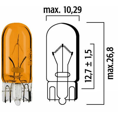 Autolampa T10 12V 5W WY5W, oranža