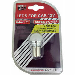 Autolampas LED BA15s, Canbus, balta