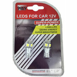 Autolampas LED T10, 5SMD, baltas, 2gab