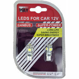 Autolampas LED T10 Canbus, 5SMD, baltas, 2gab