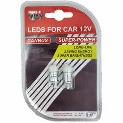 Autolampas LED T10 Canbus, baltas, 2gab