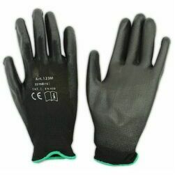 Darba cimdi melni ar PU pārklājumu, 9. izmērs