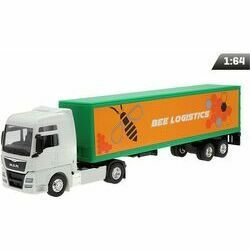 Modelīši MAN TGX ar zaļu/oranžu puspiekabi, 1:64, Welly