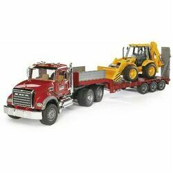 Rotaļlieta Mack Granite ar treileri un JCB traktoru