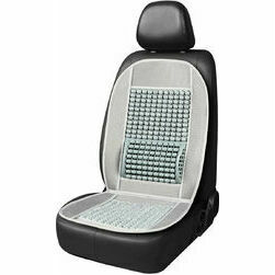 Sēdekļa uzlika ar koka bumbiņām un muguras atbalstu, pelēka, 97x44cm