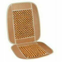 Sēdekļa uzlika ar koka bumbiņām un velūru, bēša