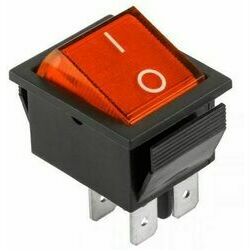 Slēdzis kvadrātveida, sarkans ar LED, 16A/250V