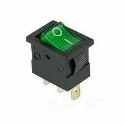 Slēdzis kvadrātveida, zaļš ar LED, 15A/12V