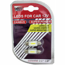 Spuldzes LED C5W 1 COBx4 chips 36mm, baltas, 2gab Canbus