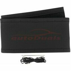Stūres apvalks no dabīgās ādas, melns 39 - 41 cm.