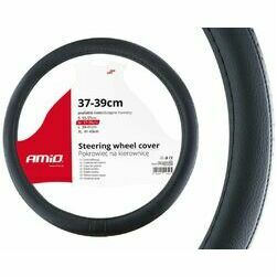 #Stūres pārvalks 37-39cm, melns, ar sudraba perforāciju