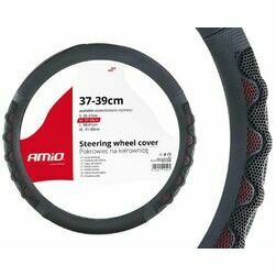 Stūres pārvalks 37-39cm, melns, ar viļņotiem un sarkaniem elementiem