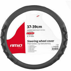 Stūres pārvalks 37-39cm, melns, ar viļņotiem un sudraba elementiem