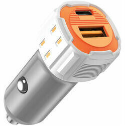 Telefona lādētājs automašīnai, 38W, USB-A + USB-C, 12/24V