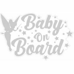 Uzlīme - Baby On Board, balta, 12x19cm