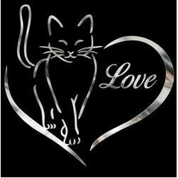 Uzlīme - niķeļa tetovējums - Kaķis Love  70x75mm