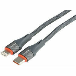 Vads USB C - Lightning auduma apvalkā, melns, 1m