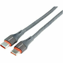 Vads USB C - USB C auduma apvalkā, melns, 1m