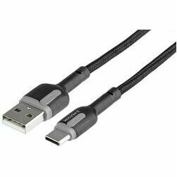 Vads USB - USB C auduma apvalkā 30W, melns, 1m